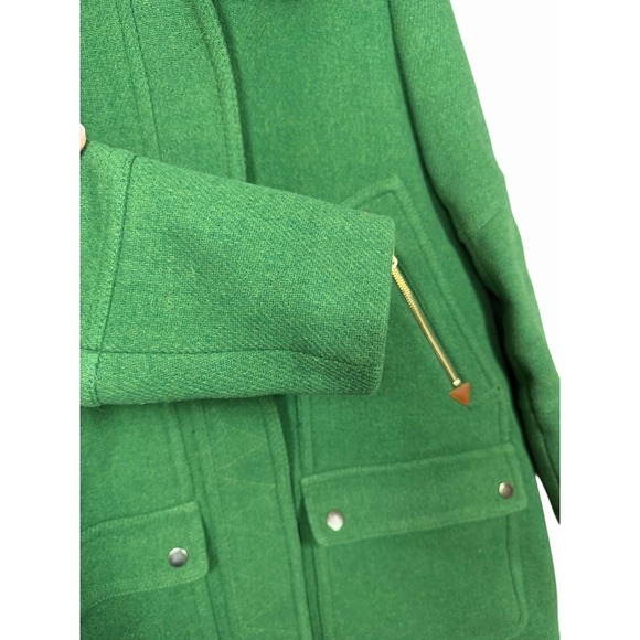 J.Crew Chateau Parka Italian Stadium-Cloth Wool Coat Fur Hood Green Size 6 - Picture 6 of 13